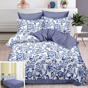 Lenjerie Pat Lola Sf079, Bumbac, 4 Piese, Fara Elastic, Albastru, Lila