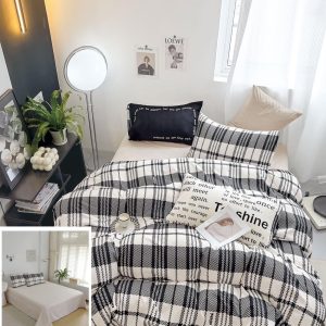 Lenjerie Pat Figaro Sf089, Bumbac, 4 Piese, Fara Elastic, Alb, Albastru, Gri