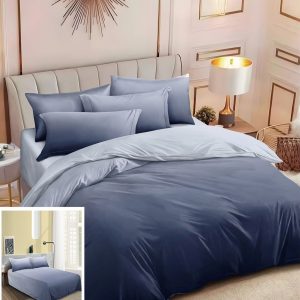 Lenjerie Pat Smash Sf095, Bumbac, 4 Piese, Fara Elastic, Albastru