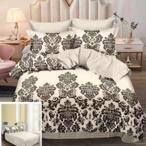 Lenjerie Pat Dominica Sf104, Bumbac, 4 Piese, Fara Elastic, Alb, Imprimeu