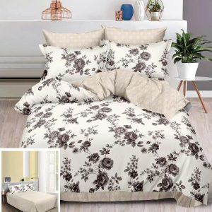 Lenjerie Pat Tuscana Sf105, Bumbac, 4 Piese, Fara Elastic, Alb, Imprimeu