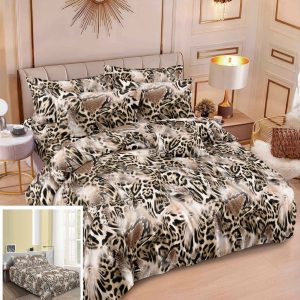 Lenjerie Pat Rocky Sf118, Bumbac, 4 Piese, Fara Elastic, Bej, Imprimeu