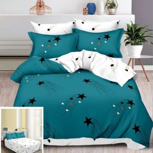 Lenjerie Pat Milo Sf120, Bumbac, 4 Piese, Fara Elastic, Albastru