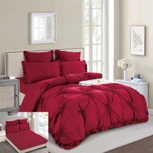 Lenjerie Pat Finet Cu Inimioare Gazza Fl003, Bumbac, 4 Piese, Cu Elastic, Rosu