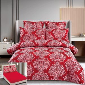 Lenjerie Pat Jacquard Arshavin Jx001, Jacquard, 6 Piese, Fara Elastic, Rosu