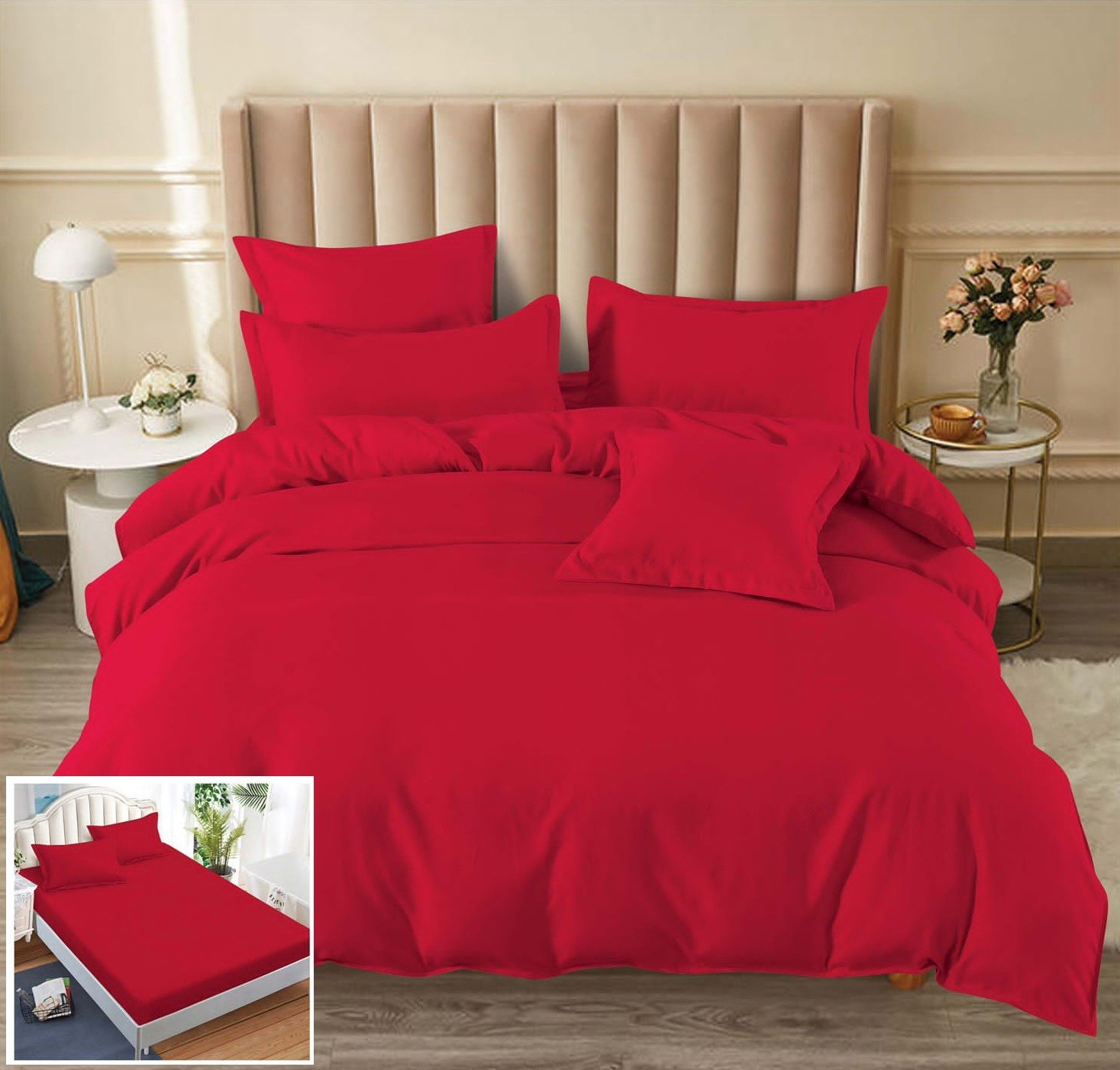 Lenjerie pat Unicolor cu elastic 6 piese Passion UE032