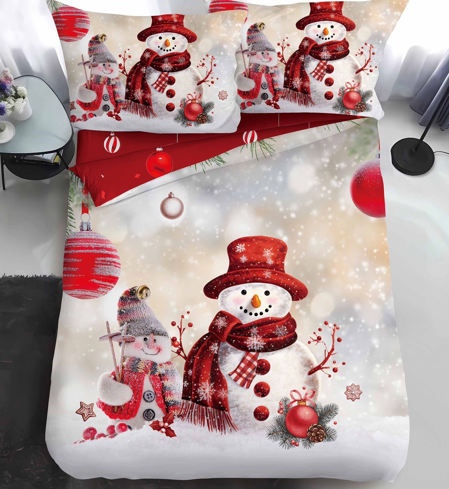 Lenjerie Pat De Craciun O Persoana Sleepmas Cr068, Bumbac, 4 Piese, Cu Elastic, Imprimeu