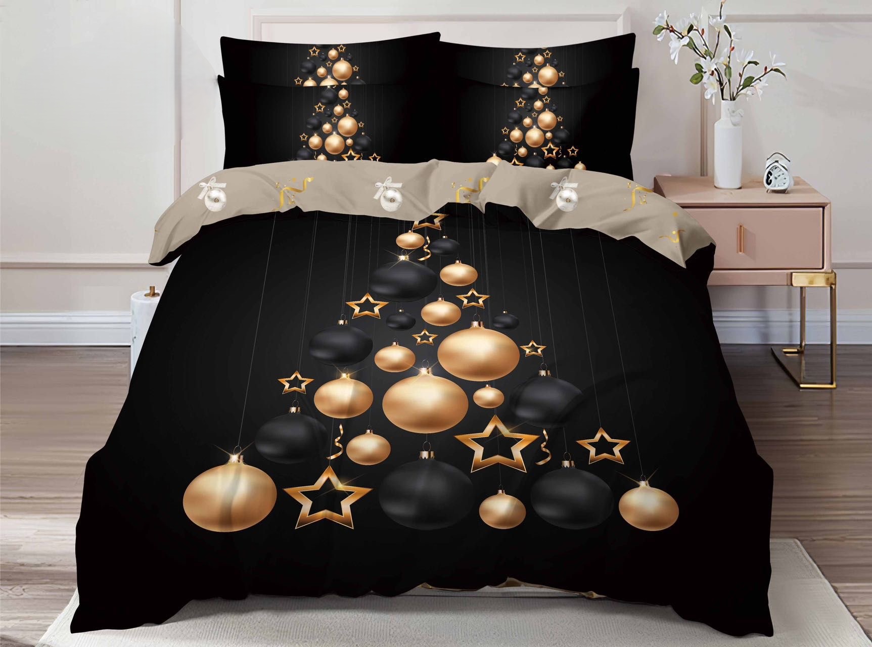 Lenjerie Pat De Craciun Olaf Cr027, Bumbac, 6 Piese, Fara Elastic, Imprimeu