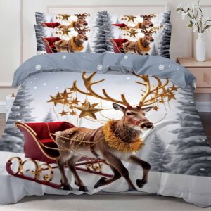 Lenjerie pat de Craciun fara elastic 6 piese Claus CR029