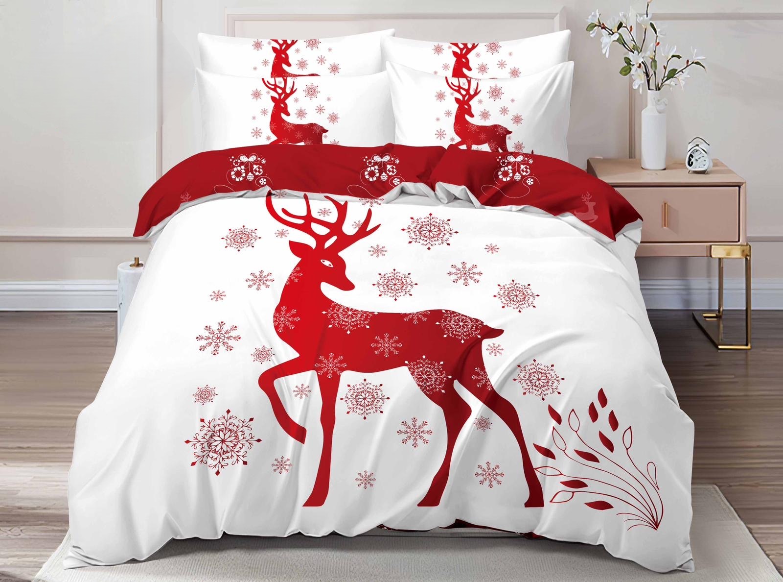 Lenjerie Pat De Craciun Donner Cr016, Bumbac, 6 Piese, Fara Elastic, Alb, Imprimeu