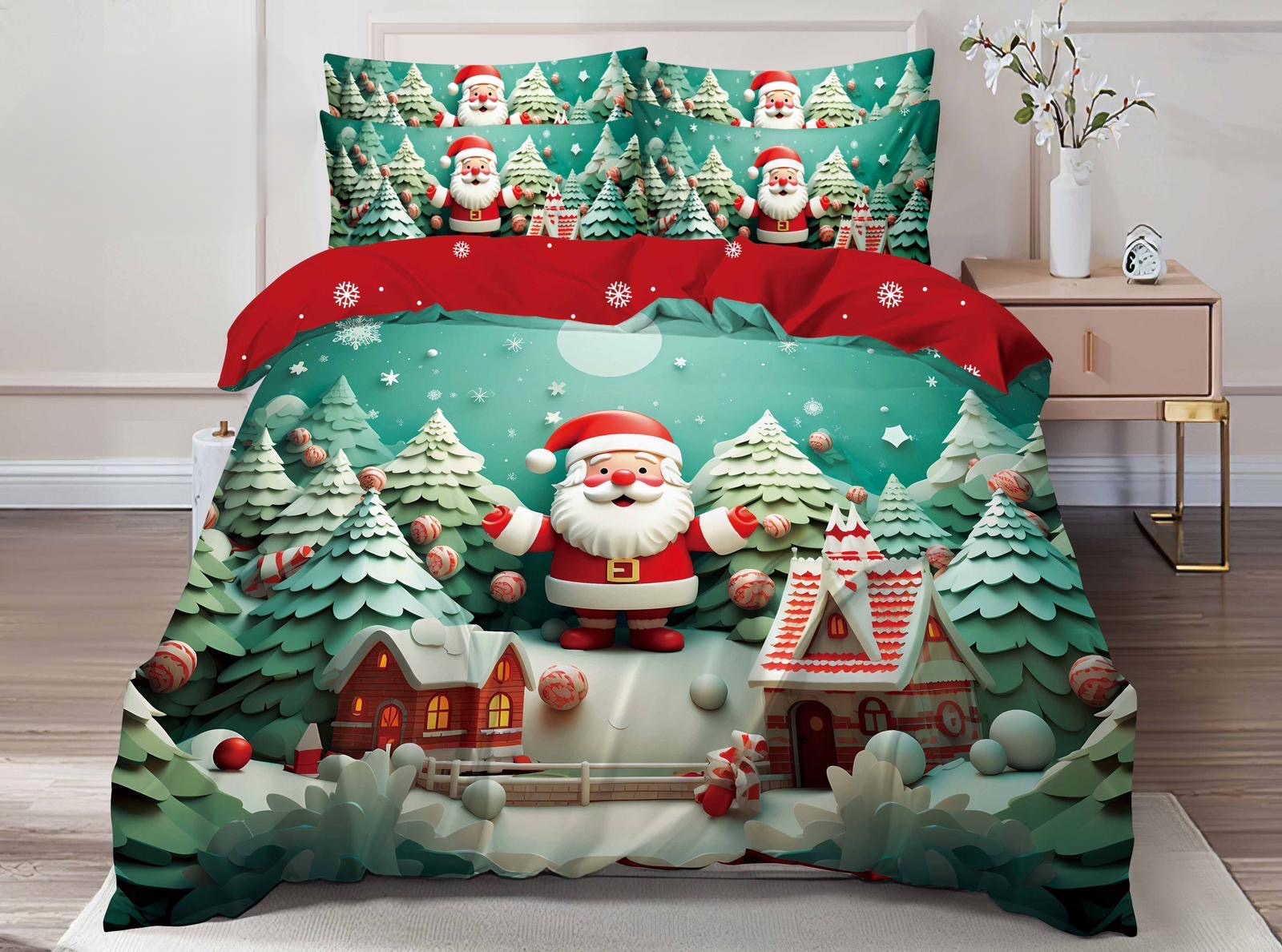 Lenjerie Pat De Craciun Dancer Cr011, Bumbac, 6 Piese, Fara Elastic, Imprimeu