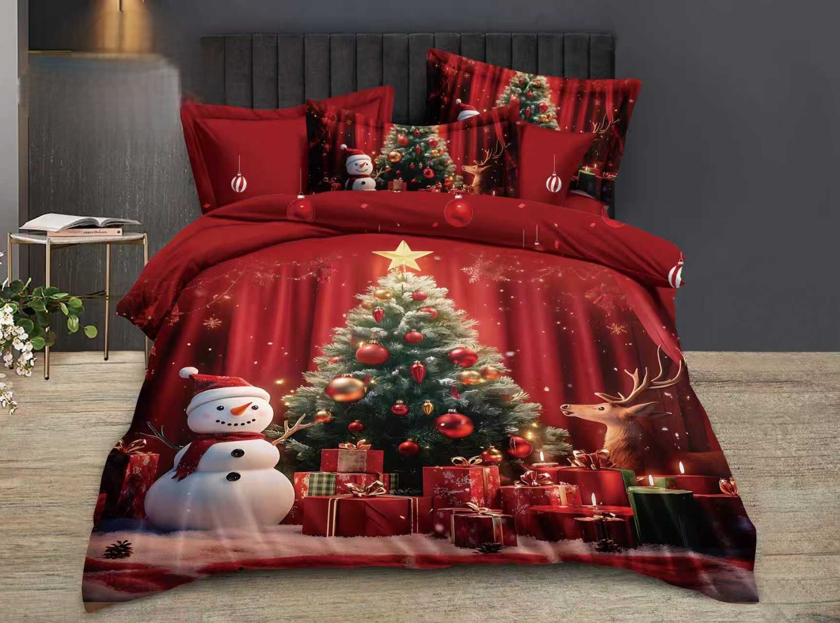 Lenjerie Pat De Craciun Elf Cr003, Bumbac, 6 Piese, Fara Elastic, Imprimeu