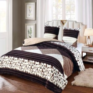 Lenjerie Pat Cocolino Nuvia Co033, Microfibra Plusata, 3 Piese, , Bej, Crem, Maro, Negru