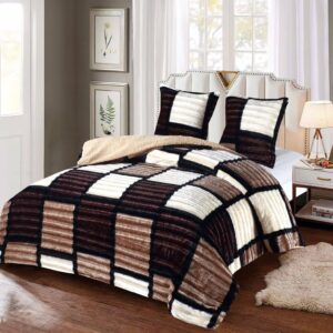 Lenjerie Pat Cocolino Pluma Co034, Microfibra Plusata, 3 Piese, , Alb, Maro, Negru