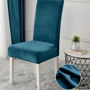 Set 4 huse elastice pentru scaune, material catifelat, protecție completă